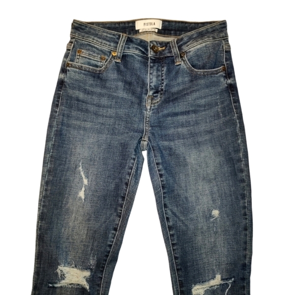 pistola Jeans Pistola Mid Rise Distressed Scissor Cut Hem Mid Rise